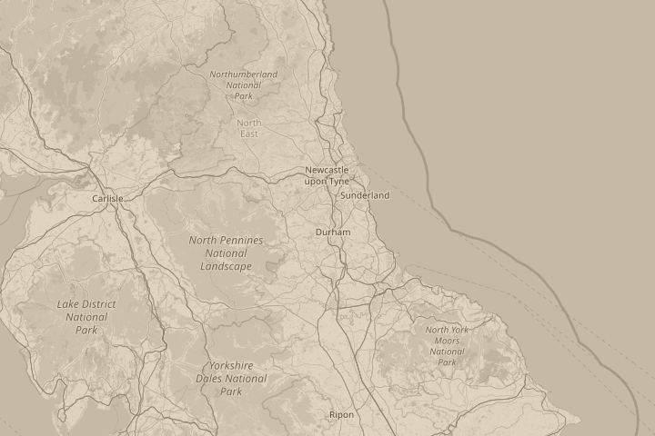 Map of the area around over DurhamDH2, with the reported position circled