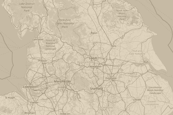 Map of the area around Pudsey, Leeds, with the reported position circled