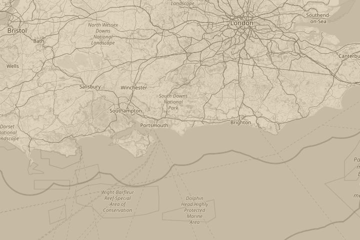 Map of the area around above th near Chichester A27, with the reported position circled