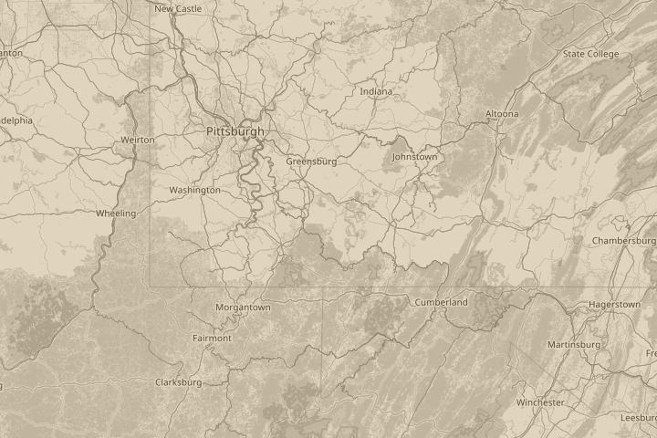 Map of the area around Indian Head, Pennsylvania, centred on the reported position