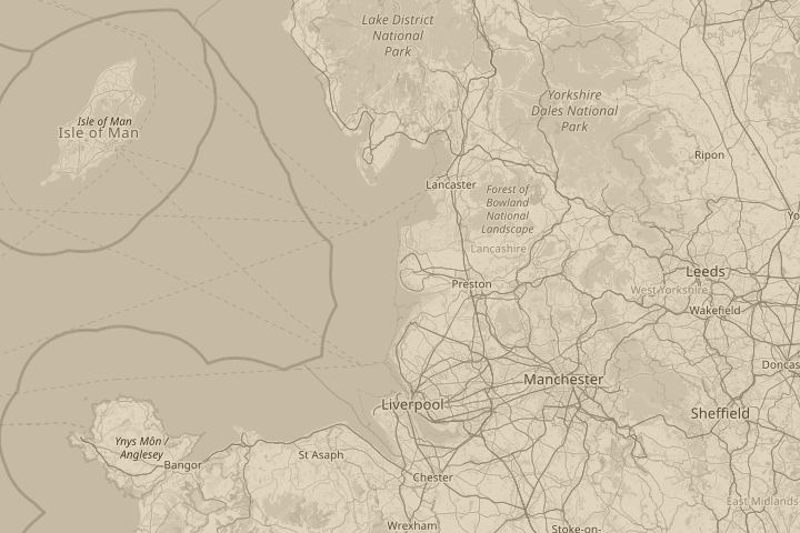 Map of the area around blackpool, centred on the reported position