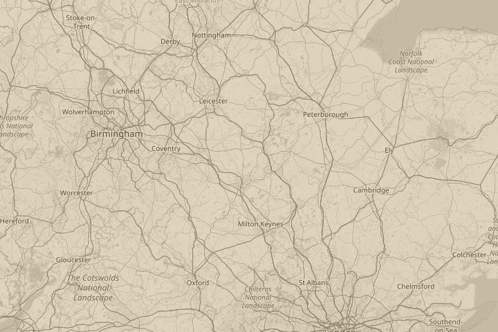 Map of the area around Pitsford,Northamptonshire UK, centred on the reported position