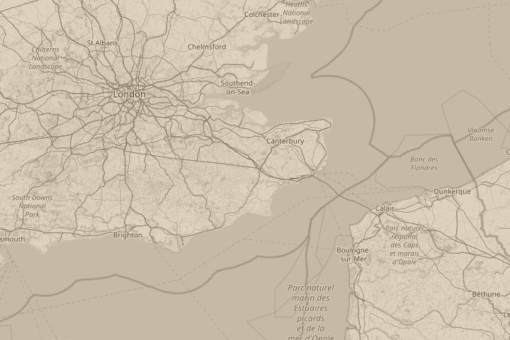 Map of the area around ashford,kent, centred on the reported position