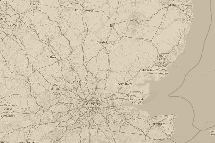 Map of the area around bishops stortford, centred on the reported position