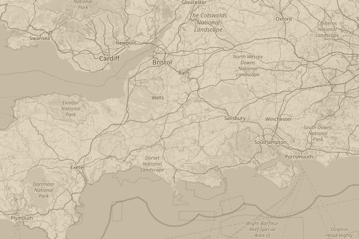 Map of the area around Wincanton, Somerset, England, centred on the reported position