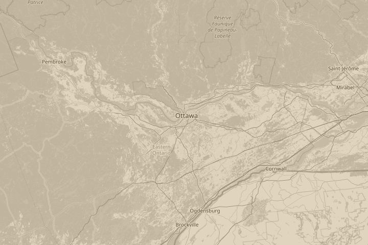 Map of the area around ottawa ontario, centred on the reported position