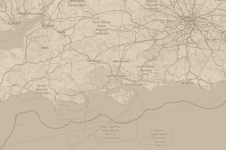 Map of the area around over southampton/docks/, centred on the reported position