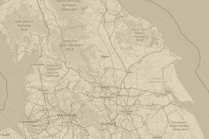 Map of the area around Harrogate North Yorkshire, centred on the reported position