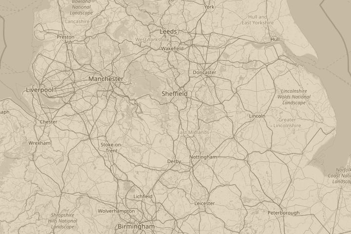 Map of the area around the sighting, centred on the reported position