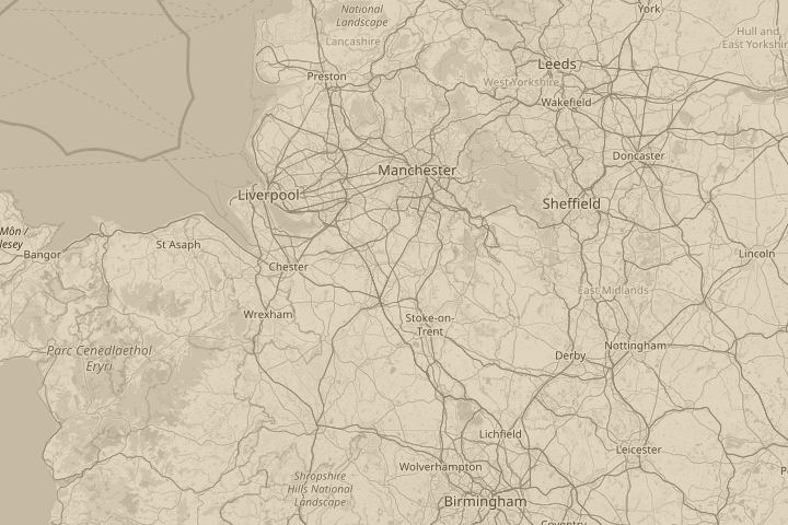 Map of the area around Holmes Chapel, Cheshire, centred on the reported position