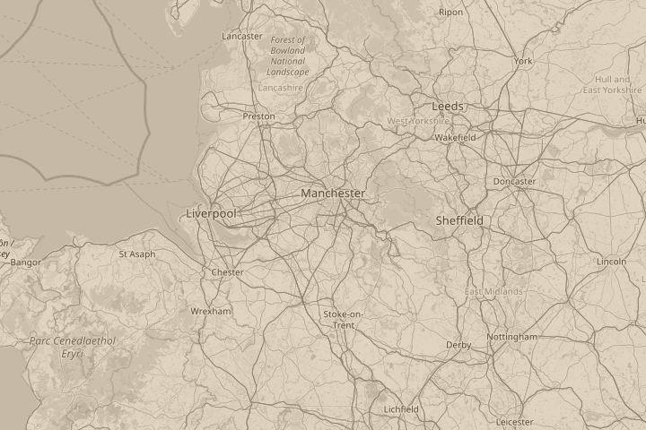 Map of the area around wythenshawe/manchester, centred on the reported position
