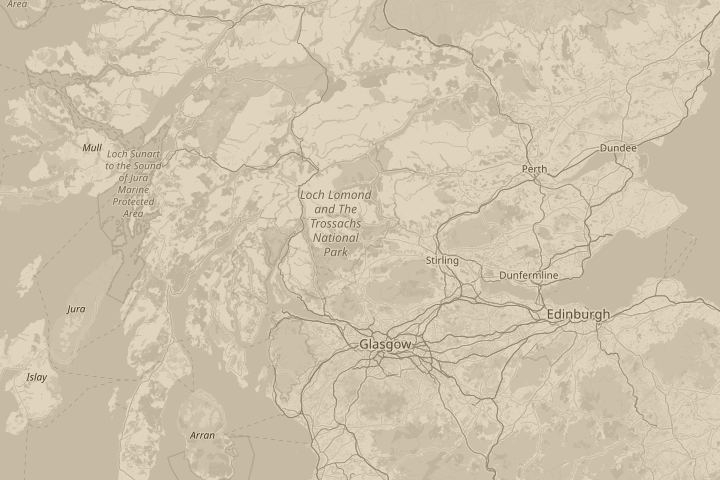 Map of the area around aberfoyle, centred on the reported position