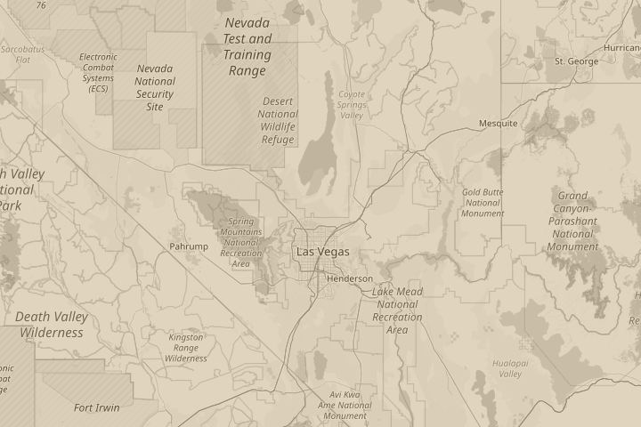 Map of the area around north of Nas Vegas, centred on the reported position
