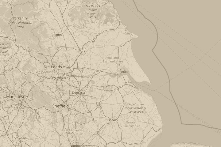 Map of the area around Brough Hull, next to BAE site, centred on the reported position