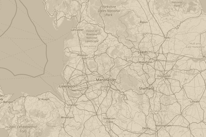 Map of the area around bury/lancashire uk, centred on the reported position