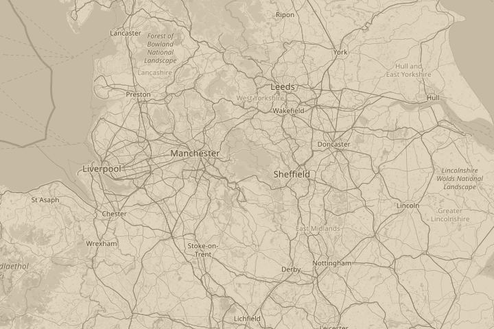 Map of the area around Stalybridge, NW Endland, centred on the reported position