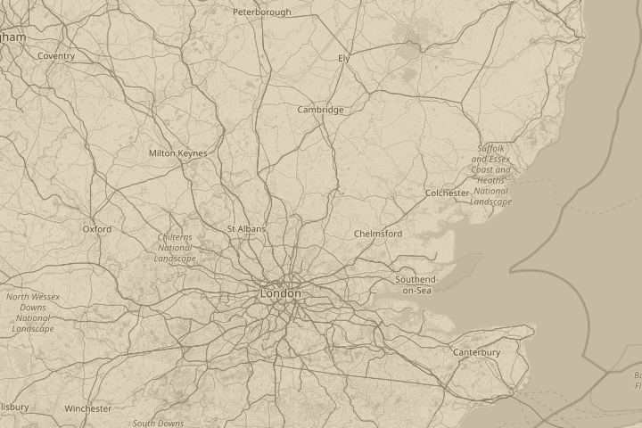 Map of the area around Newhall, Harlow, Essex, UK, centred on the reported position