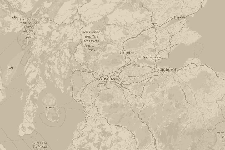 Map of the area around Stepps, Glasgow, centred on the reported position