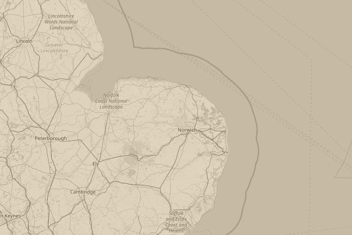 Map of the area around norwich, centred on the reported position