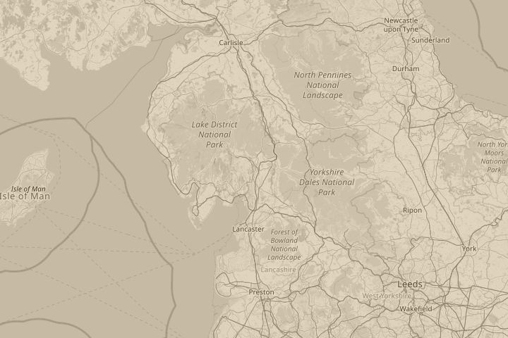 Map of the area around kendal, cumbria, centred on the reported position