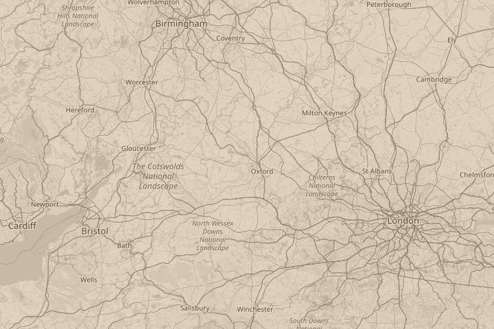 Map of the area around in the sky above my house, centred on the reported position