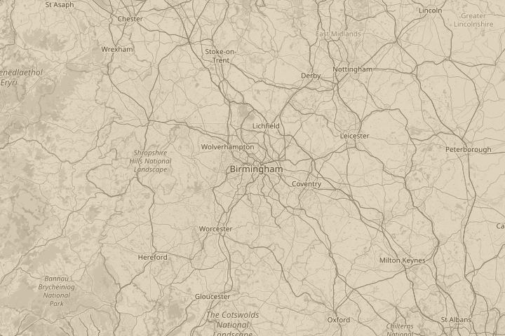 Map of the area around above ladywood, centred on the reported position