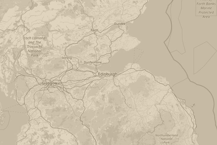 Map of the area around over edinburgh, centred on the reported position