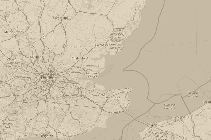 Map of the area around rochford Essex uk, centred on the reported position