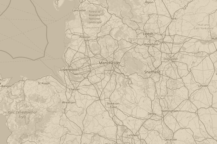 Map of the area around wythenshawe, manchester, uk, centred on the reported position