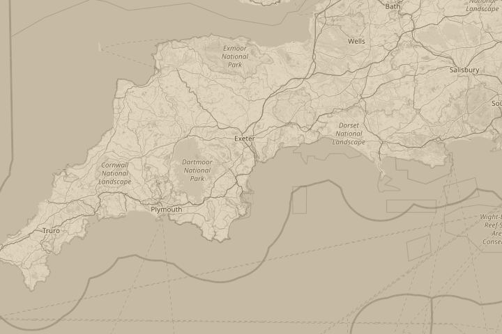 Map of the area around dawlish in devon in the uk, centred on the reported position