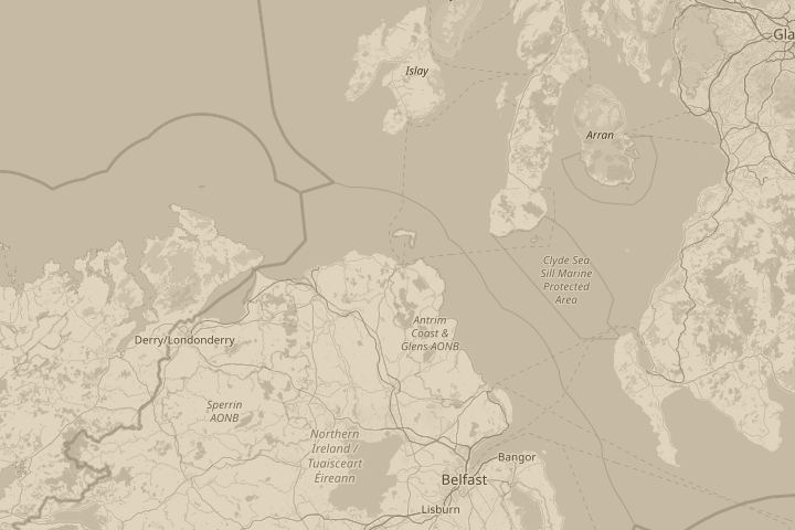 Map of the area around Ballycastle Northern Ireland, centred on the reported position