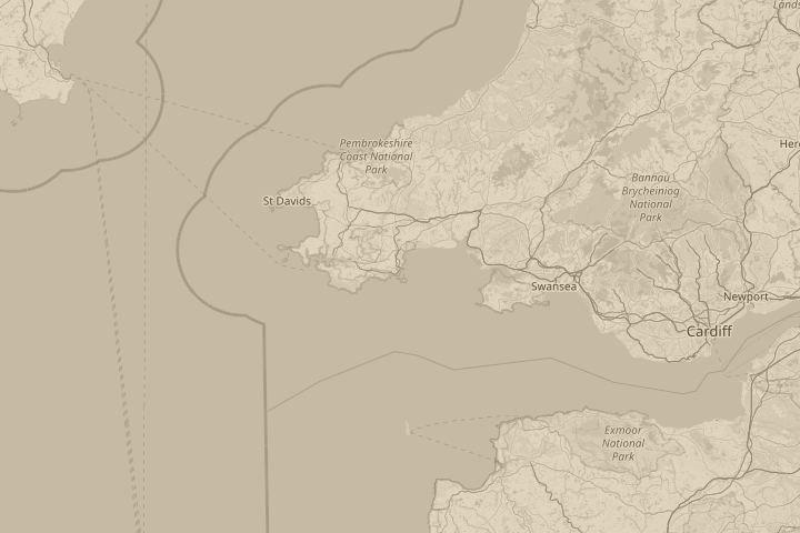 Map of the area around tenby, centred on the reported position