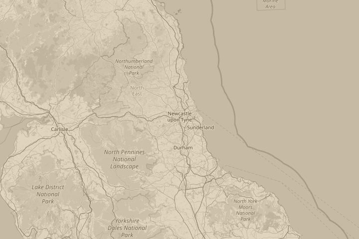 Map of the area around above bensham which is gateshe, centred on the reported position