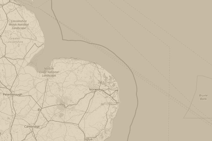 Map of the area around walcott norfolk, centred on the reported position