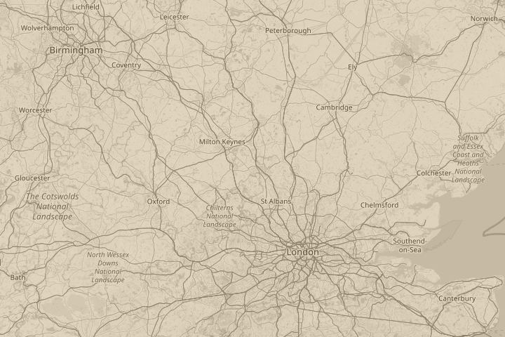 Map of the area around houghton regis, centred on the reported position