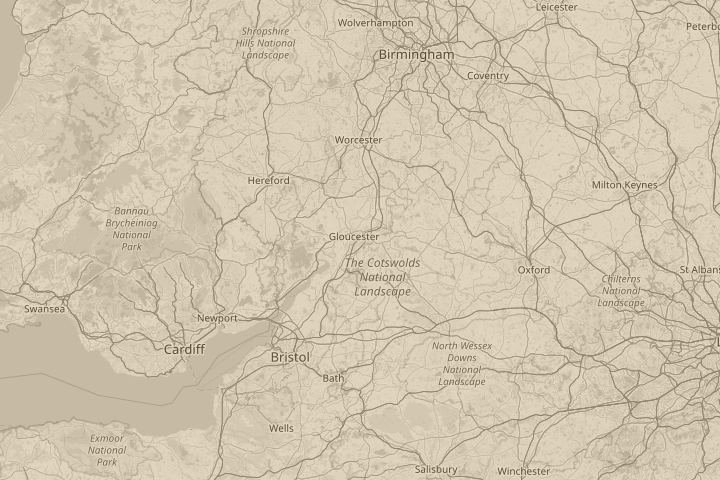 Map of the area around in sky outside my home, centred on the reported position