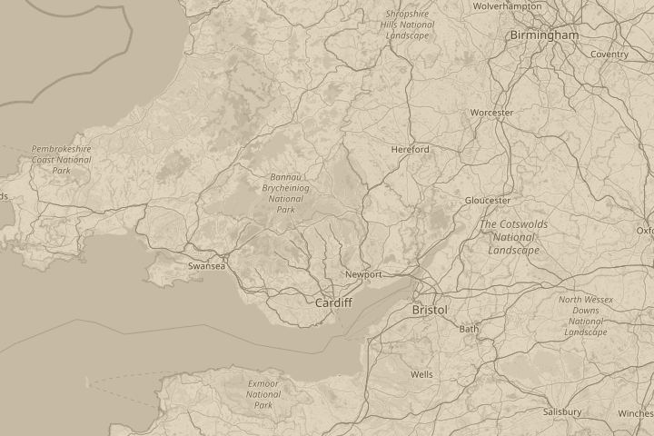 Map of the area around in the sky over ebbw vale, centred on the reported position