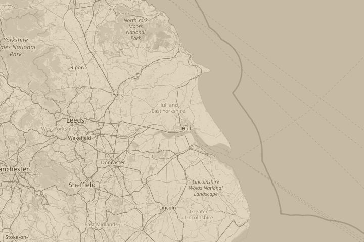 Map of the area around hull, centred on the reported position