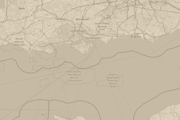 Map of the area around portsmouth, centred on the reported position