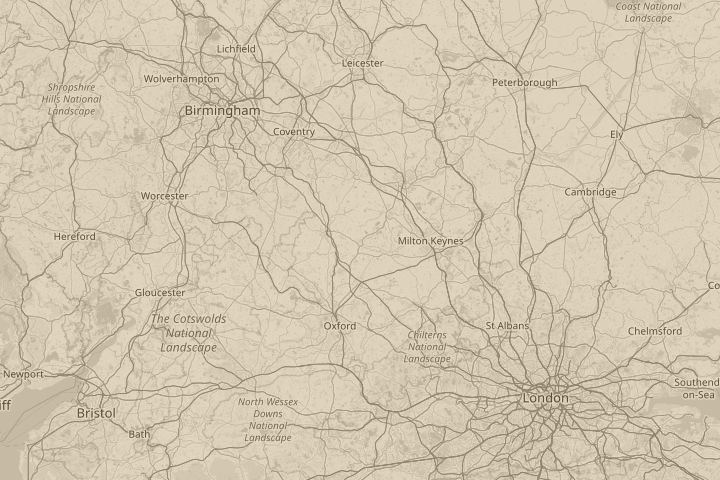 Map of the area around Over Brackley Northants UK, centred on the reported position