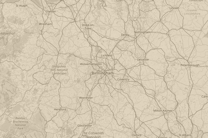 Map of the area around sky above birmingham uk, centred on the reported position