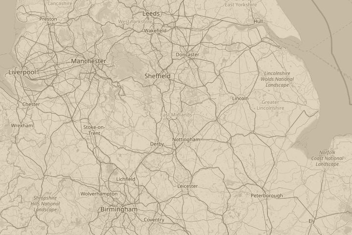 Map of the area around kirkby in ashfield nottingham, centred on the reported position