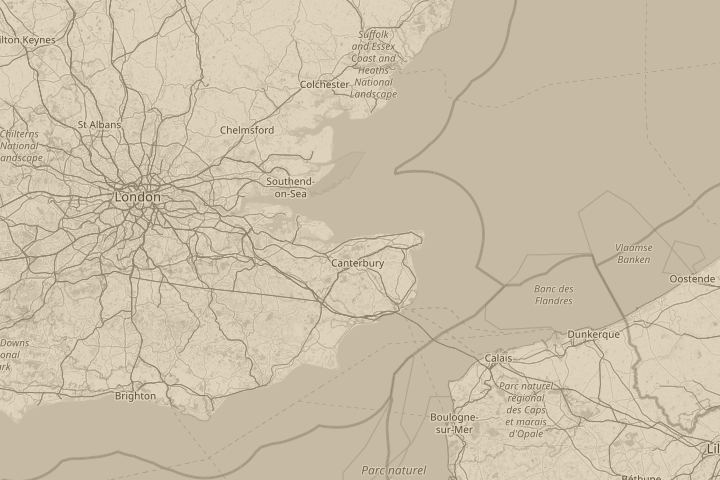 Map of the area around herne bay,kent, centred on the reported position