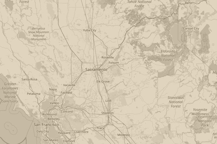 Map of the area around I saw the ufo over sacramento, centred on the reported position