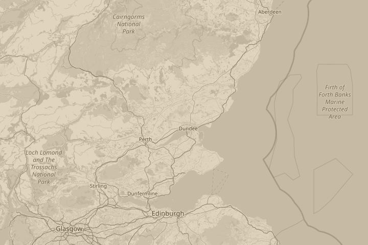 Map of the area around Dundee, centred on the reported position