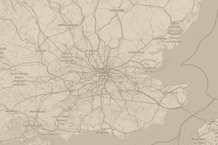 Map of the area around Canary Wharf, London, centred on the reported position
