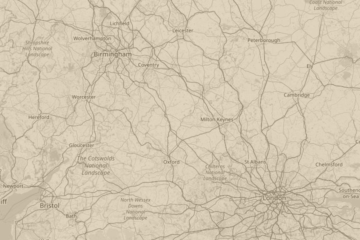 Map of the area around Brackley, Northants, UK, centred on the reported position