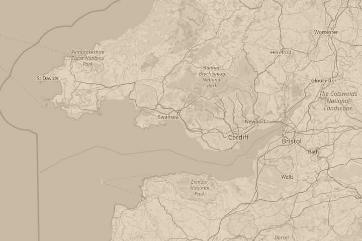Map of the area around port talbot wales, centred on the reported position