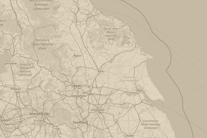 Map of the area around york, centred on the reported position