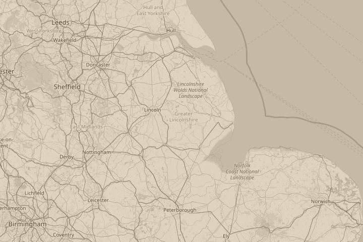 Map of the area around woodhall spa, centred on the reported position